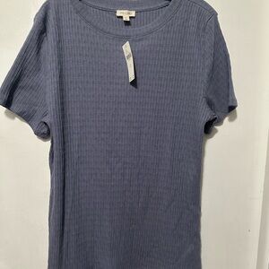 Pilcro Textured Indigo Short Sleeve Tee